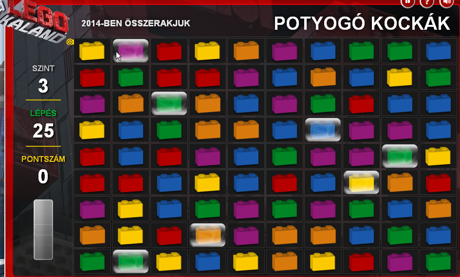 Lego kaland potyogó kockák